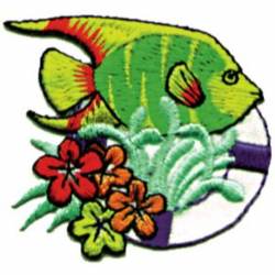 Fish With Flowers - Embroidered Iron-On Patch