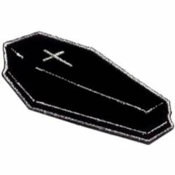Black Goth Coffin - Embroidered Iron-On Patch