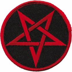 Pentagram Red & Black - Embroidered Iron-On Patch