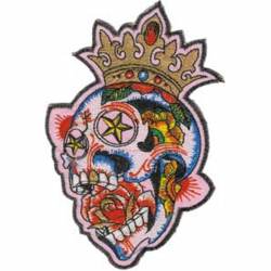 Crazy Candy Skull - Embroidered Iron-On Patch