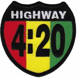 Rasta Reggae Highway 4:20 - Embroidered Iron-On Patch