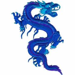 Blue Dragon - Embroidered Iron-On Patch