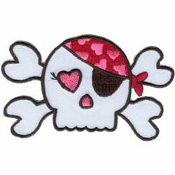 Girly Pirate Skull & Bones - Embroidered Iron-On Patch