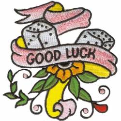 Good Luck Dice & Flowers - Embroidered Iron-On Patch