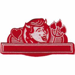 50's Retro Devil Girl Closeup - Embroidered Iron-On Patch