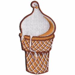 50's Retro Ice Cream Cone - Embroidered Iron-On Patch