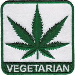 Marijuana Pot Leaf Vegetarian - Embroidered Iron-On Patch