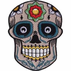 Black Eyes Sugar Skull - Embroidered Iron-On Patch