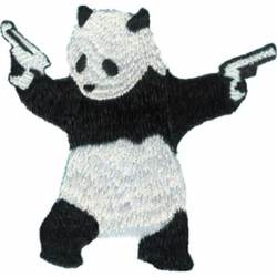 Panda With Guns - Embroidered Iron-On Patch