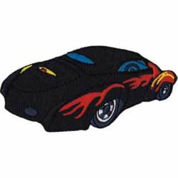 Black Hot Rod Roadster - Embroidered Iron-On Patch