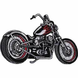 Black Chopper Motorcycle - Embroidered Iron-On Patch