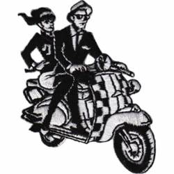 Ska Kids on Scooter - Embroidered Iron-On Patch