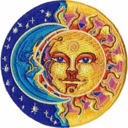 Stars, Moon & Sun - Embroidered Iron-On Patch