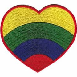 Rainbow Colored Heart - Embroidered Iron-On Patch