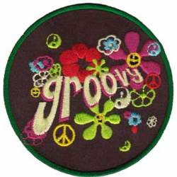 60's Hippie Groovy Retro - Embroidered Iron-On Patch