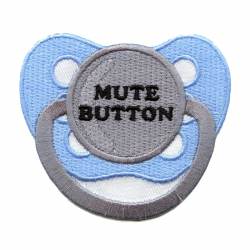 Blue Baby Pacifier Mute Button - Embroidered Iron-On Patch