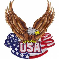 USA Flag With Eagle - Embroidered Iron-On Patch