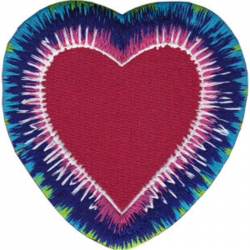 Tie Dye Heart - Embroidered Iron-On Patch