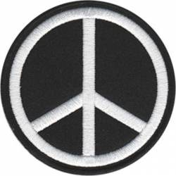 Black & White Peace Sign Round - Embroidered Iron-On Patch