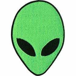 Green Alien Head - Embroidered Iron-On Patch