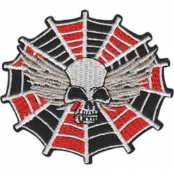 Spider Web Skull - Embroidered Iron-On Patch