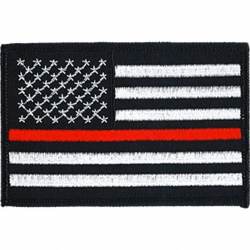 Thin Red Line Firefighter American Flag - Embroidered Iron-On Patch