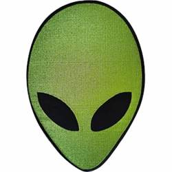 Green Alien Head Large - Embroidered Iron-On Patch