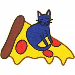 Kitty Pizza - Embroidered Iron-On Patch