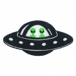 UFO with Aliens - Embroidered Iron-On Patch
