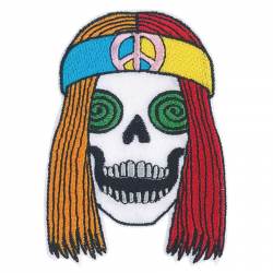 Hippie Skull - Embroidered Iron-On Patch