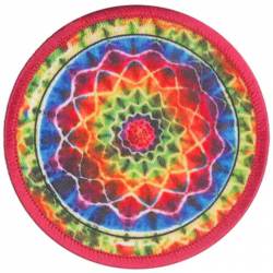 Geometric Tie Dye Circle - Embroidered Iron-On Patch