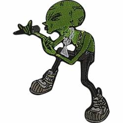 Green Alien Rock Star - Embroidered Iron-On Patch