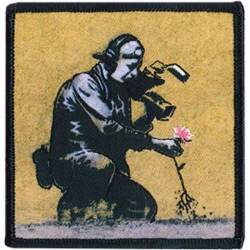 Banksy's Graffiti Flower Puller - Embroidered Iron-On Patch
