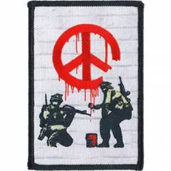 Banksy's Graffiti Soldiers Painting Peace - Embroidered Iron-On Patch