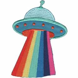 UFO With Rainbow - Embroidered Iron-On Patch