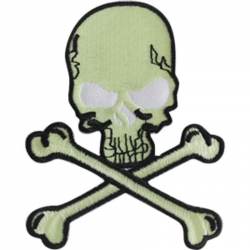 Glow in the Dark Skull & Crossbones - Embroidered Iron-On Patch