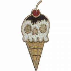 Skull Ice Cream Cone - Embroidered Iron-On Patch
