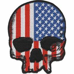 United States Of America American Flag Skull - Embroidered Iron-On Patch