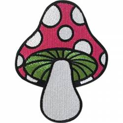 Pink Mushroom With Dots - Embroidered Iron-On Patch