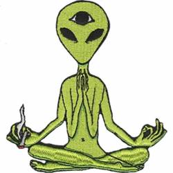Green Zen Alien - Embroidered Iron-On Patch