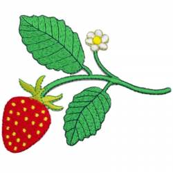 Strawberry Branch - Embroidered Iron-On Patch