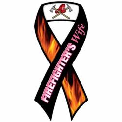 Firefighters Wife With Flames - Ribbon Magnet