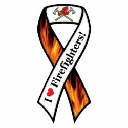 I Love Firefighters - Ribbon Magnet