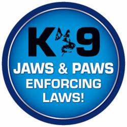 K9 Jaws & Paws Enforcing Laws - Circle Magnet