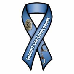 Support Law Enforcement With Badge - Ribbon Magnet