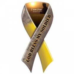 God Bless My Soldier, I Am Free - Ribbon Magnet