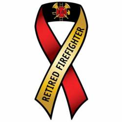 Retired Firefighter Black & Gold - Ribbon Magnet