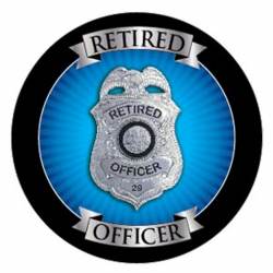 Retired Police Officer Badge - Circle Magnet