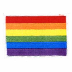 Rainbow Flag White Border - Embroidered Iron-On Patch