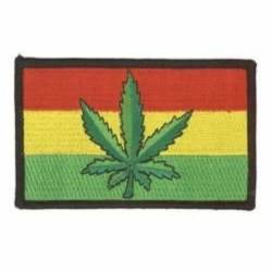 Rasta Reggae Pot Flag - Embroidered Iron-On Patch